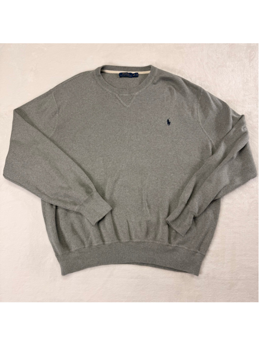 Men's Polo Ralph Lauren Crewneck Sweater XXL Gray with Blue Logo